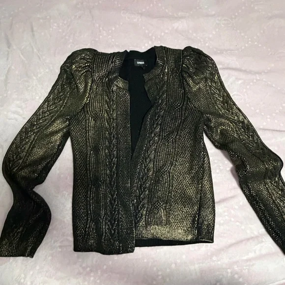 Express Shimmering Gold Knit Cardigan - Picture 8 of 8